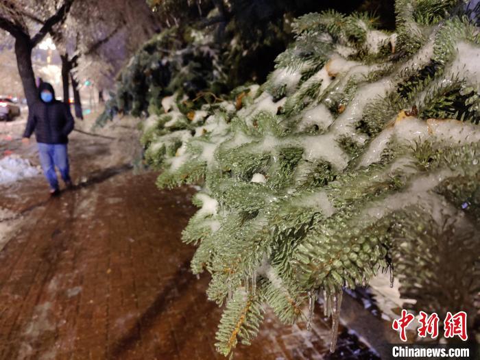 冰城哈尔滨遭遇罕见冻雨行人蹚水蜗行回家