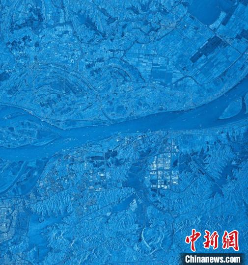 “巢湖一号”SAR卫星拍摄的长江影像。　中国电科38所供图